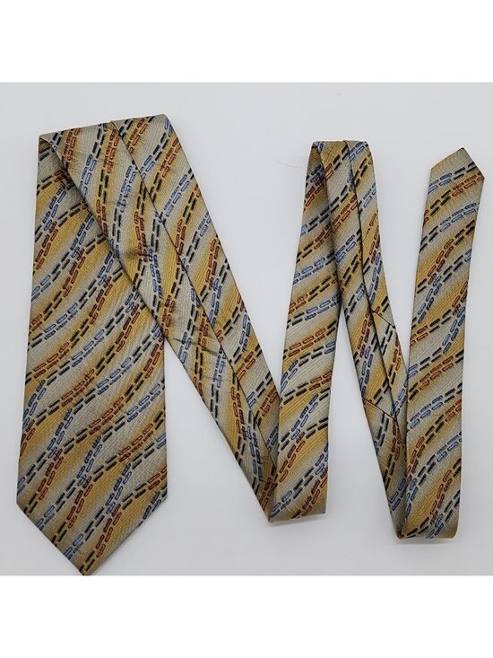 Emilio Ponti Other - Emilio Ponti Necktie Geometric Silk Gray Yellow Blue Textured Fabric 57" L 4" W